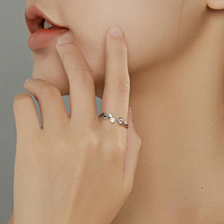 Inel argint cu zirconii colorate, reglabil [1]