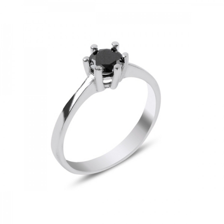 Inel argint cu zirconiu negru - Solitaire [0]
