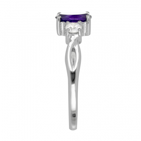 Inel argint elegant cu ametist si zirconiu alb - IVA0085 [4]