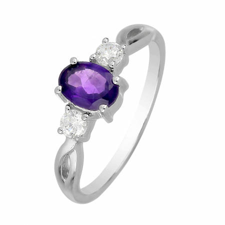 Inel argint elegant cu ametist si zirconiu alb - IVA0085 [0]