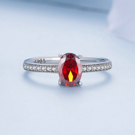 Inel argint elegant cu zirconiu granat [3]