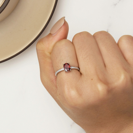 Inel argint elegant cu zirconiu granat [1]
