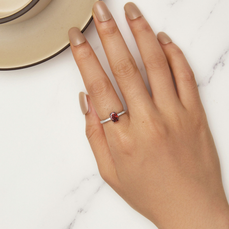 Inel argint elegant cu zirconiu granat [6]