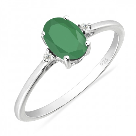 Inel argint Elisabeta, 925, cu agat verde si zirconiu alb - IVA0050 [0]