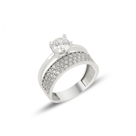 Inel argint Eternity & Solitaire cu 3 randuri zirconii [1]