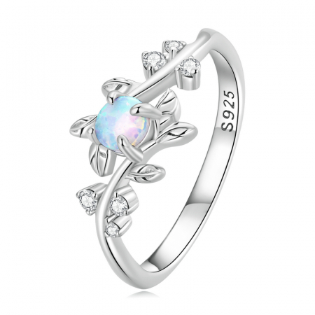 Inel argint floare de opal