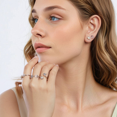 Inel argint Floare si Pasare [12]