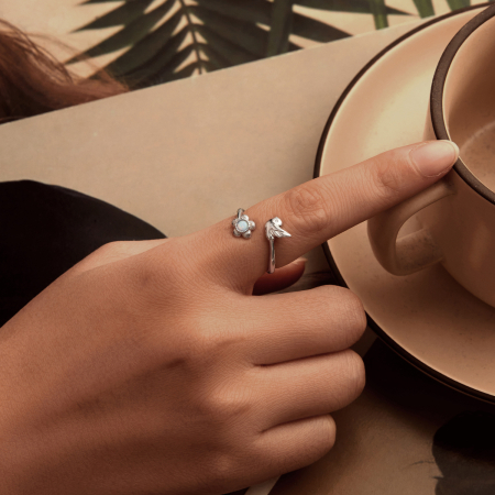 Inel argint Floare si Pasare [4]