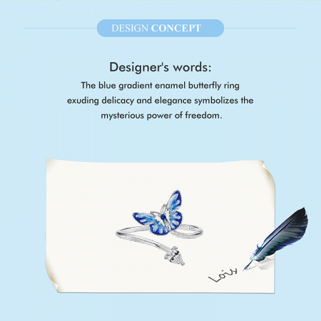 Inel argint reglabil cu fluturas albastru [11]