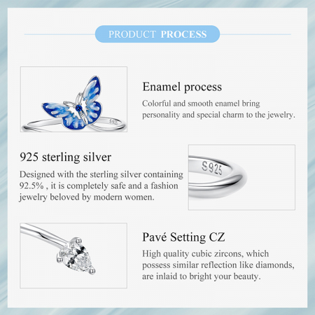 Inel argint reglabil cu fluturas albastru [14]