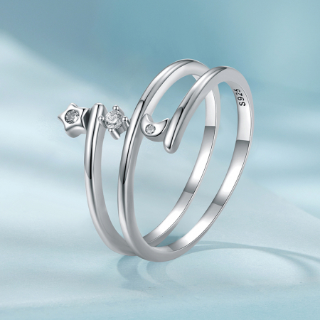 Inel argint inel spiralat cu luna si luceafar [6]