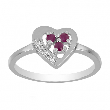 Inel argint inima cu 3 pietre de rubin - IVA0108 [1]