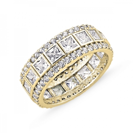 Inel argint lat placat cu aur, cu zirconii - Eternity [0]