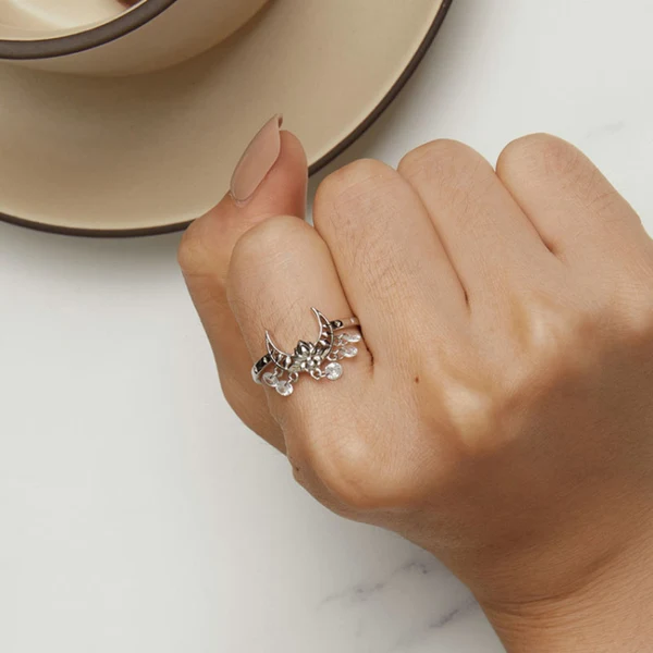 Inel argint lotus si semilunta [3]