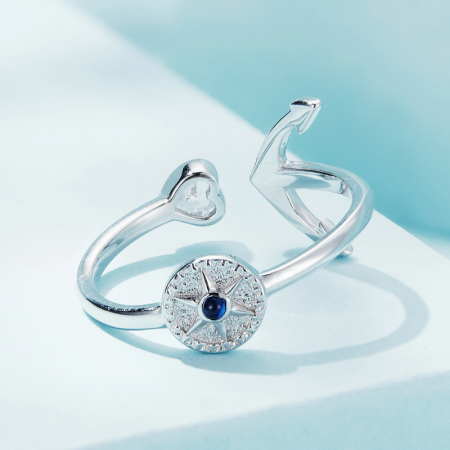 Inel argint reglabil busola si ancora [8]