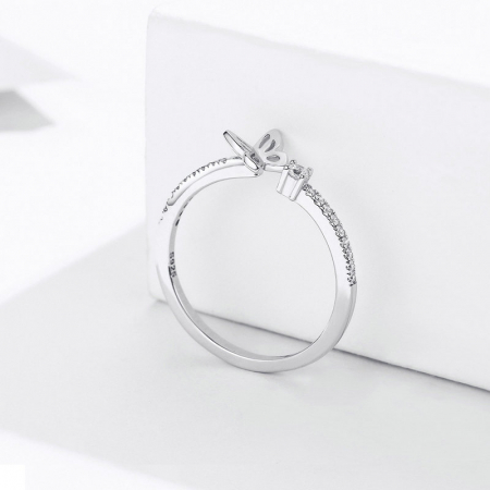 Inel argint reglabil cu fluturas placat cu rodiu [3]