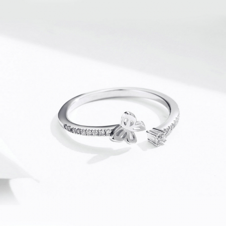 Inel argint reglabil cu fluturas placat cu rodiu [5]