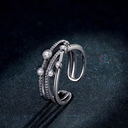 Inel argint reglabil cu stea stralucitoare [4]