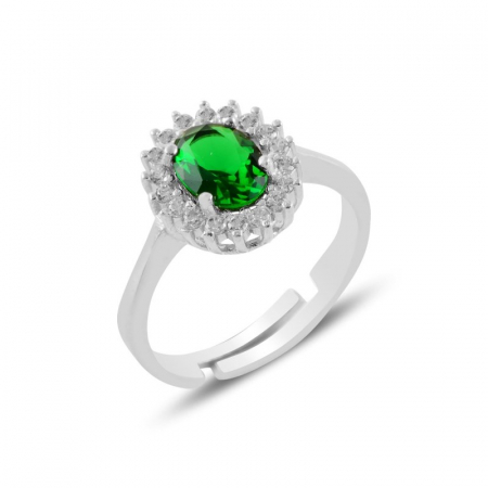 Inel argint reglabil cu zirconiu emerald