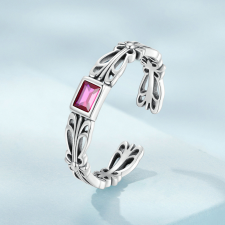 Inel argint reglabil floral cu zirconiu [2]