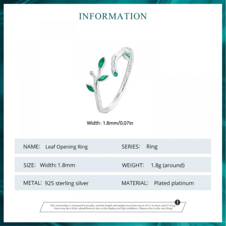 Inel argint reglabil frunze [9]