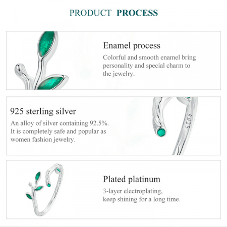 Inel argint reglabil frunze [8]