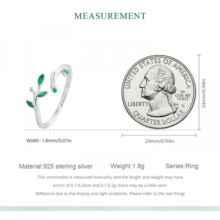 Inel argint reglabil frunze [10]