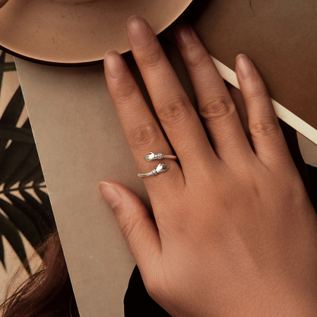 Inel argint reglabil Imbratisare [7]