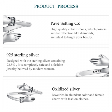 Inel argint reglabil Imbratisare [13]