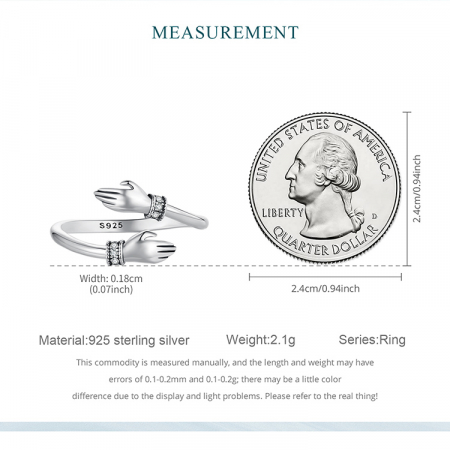 Inel argint reglabil Imbratisare [15]