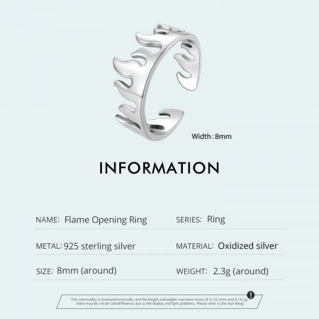 Inel argint reglabil in flacari [8]