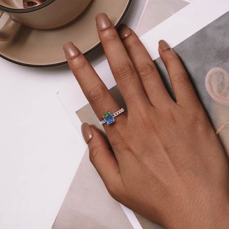 Inel argint reglabil lant si zirconiu turmalina [1]