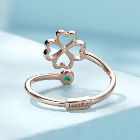 Inel argint reglabil trifoi cu patru foi [5]