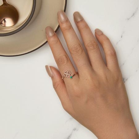 Inel argint reglabil trifoi cu patru foi [6]