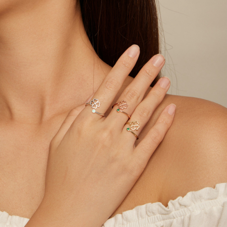 Inel argint reglabil trifoi cu patru foi [1]