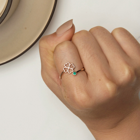 Inel argint reglabil trifoi cu patru foi [7]