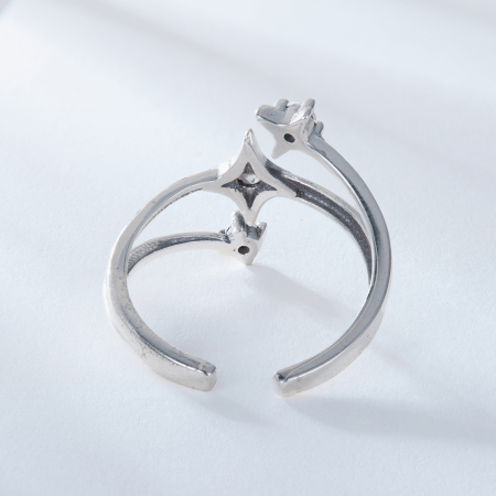 Inel argint triplu cu stelute [8]