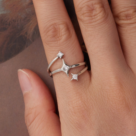 Inel argint triplu cu stelute [4]