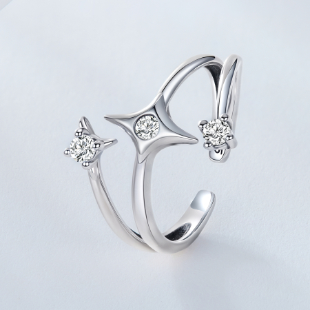 Inel argint triplu cu stelute [3]