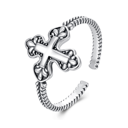 Inel argint vintage cu cruce