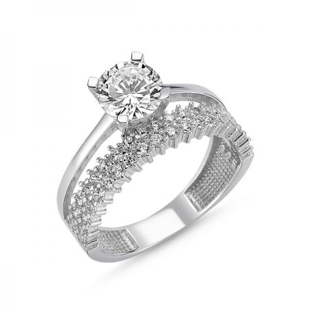 Inel elegant argint 925 rodiat cu zirconii albe Be Elegant ITU0039 [0]