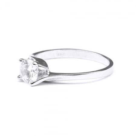 Inel elegant din argint 925 rodiat cu zirconiu rotund [1]