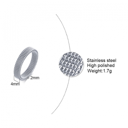Inel inox argintiu tip plasa 4 mm [4]