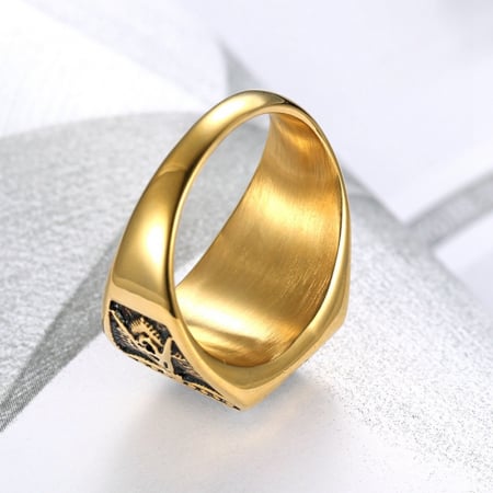 Inel inox auriu cu zirconiu negru The Grand Architect [3]