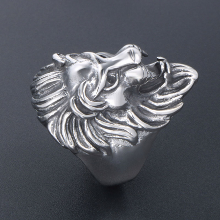 Inel inox biker cu cap de leu [3]
