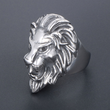 Inel inox biker cu cap de leu [1]