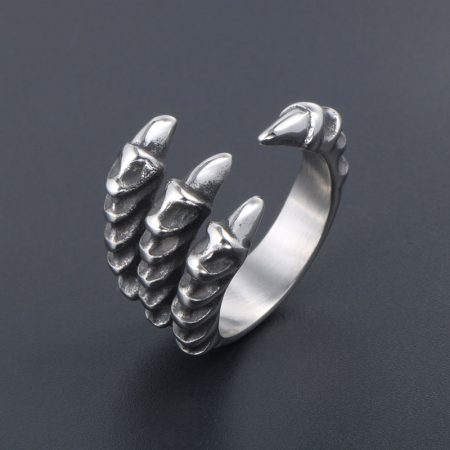 Inel inox biker cu gheara de dragon [3]