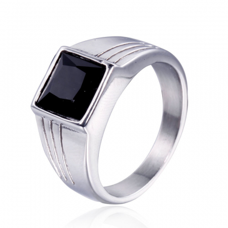 Inel inox cu zirconiu negru [3]