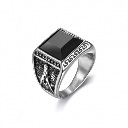 Inel inox cu zirconiu negru The Grand Architect [4]