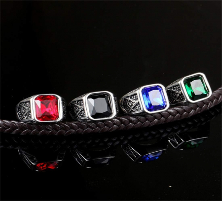 Inel inox cu zirconiu verde The Grand Architect [2]